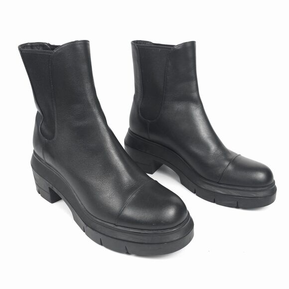 STUART WEITZMAN Norah Lift Lug Sole Leather Boots Clean Girl Minimal Grunge Boho - Picture 4 of 10